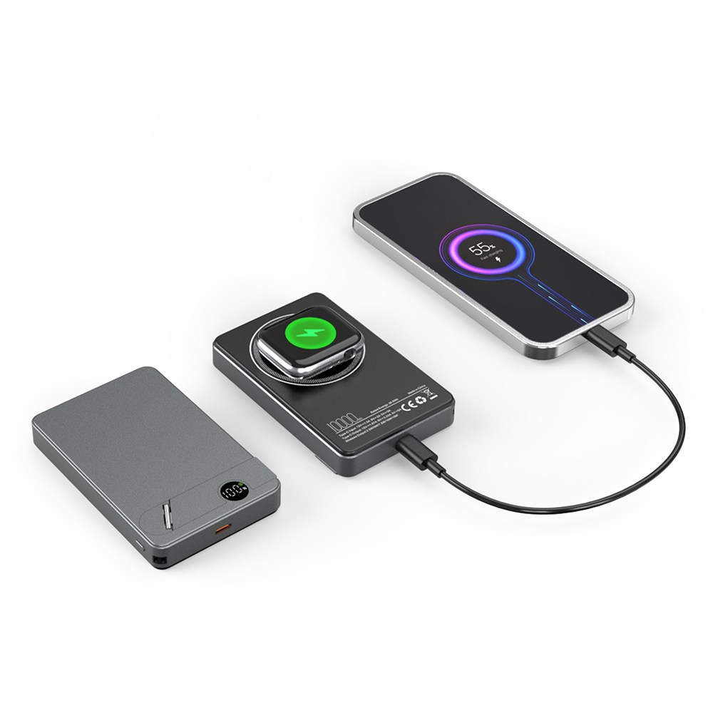 KİLYOS 10.000 MAH SİYAH MAGSAFE  ve  WIRELESS STANDLI POWERBANK - Resim 3