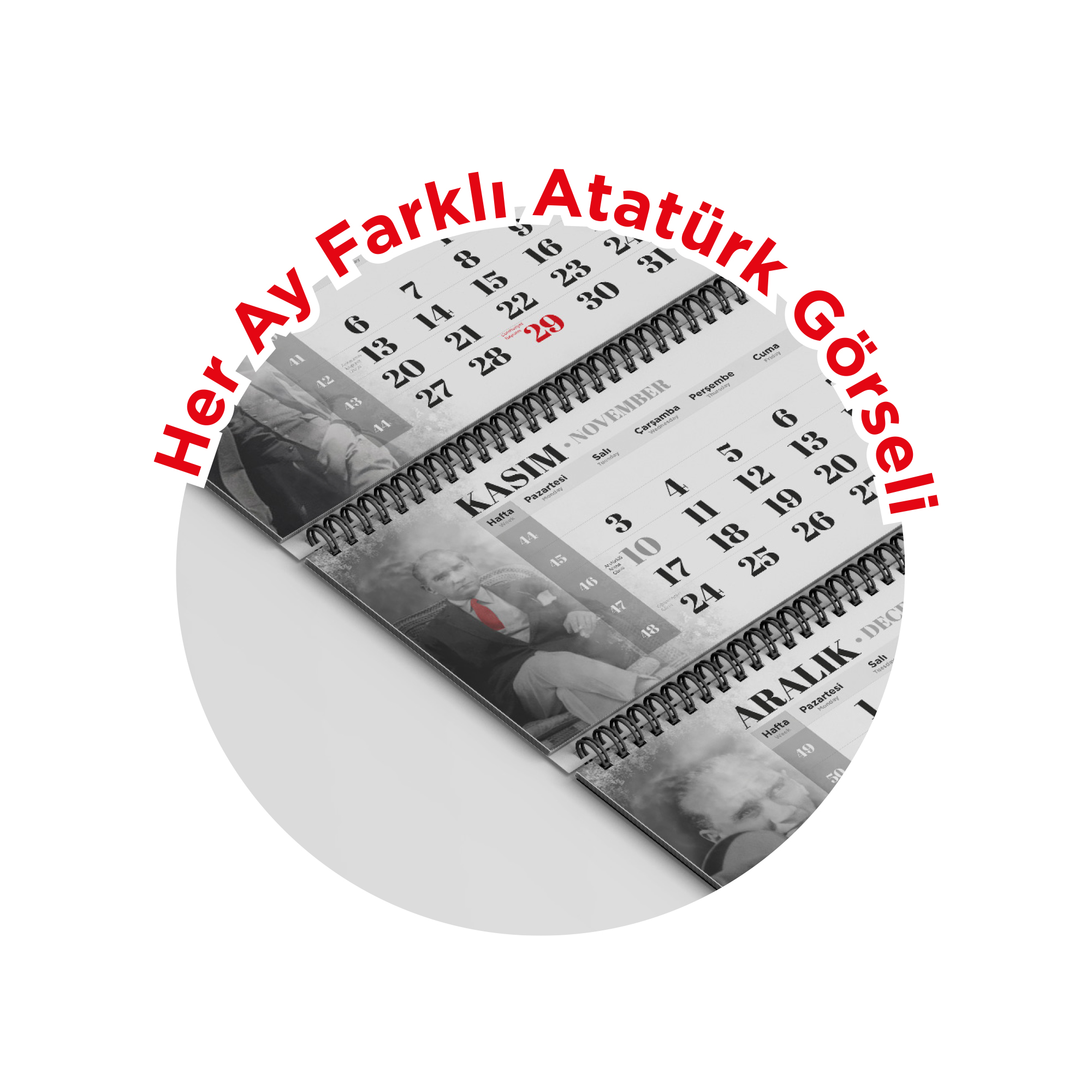 ALA-16 3 PARÇA SPİRALLİ ATATÜRK GEMİCİ TAKVİMİ - Resim 3