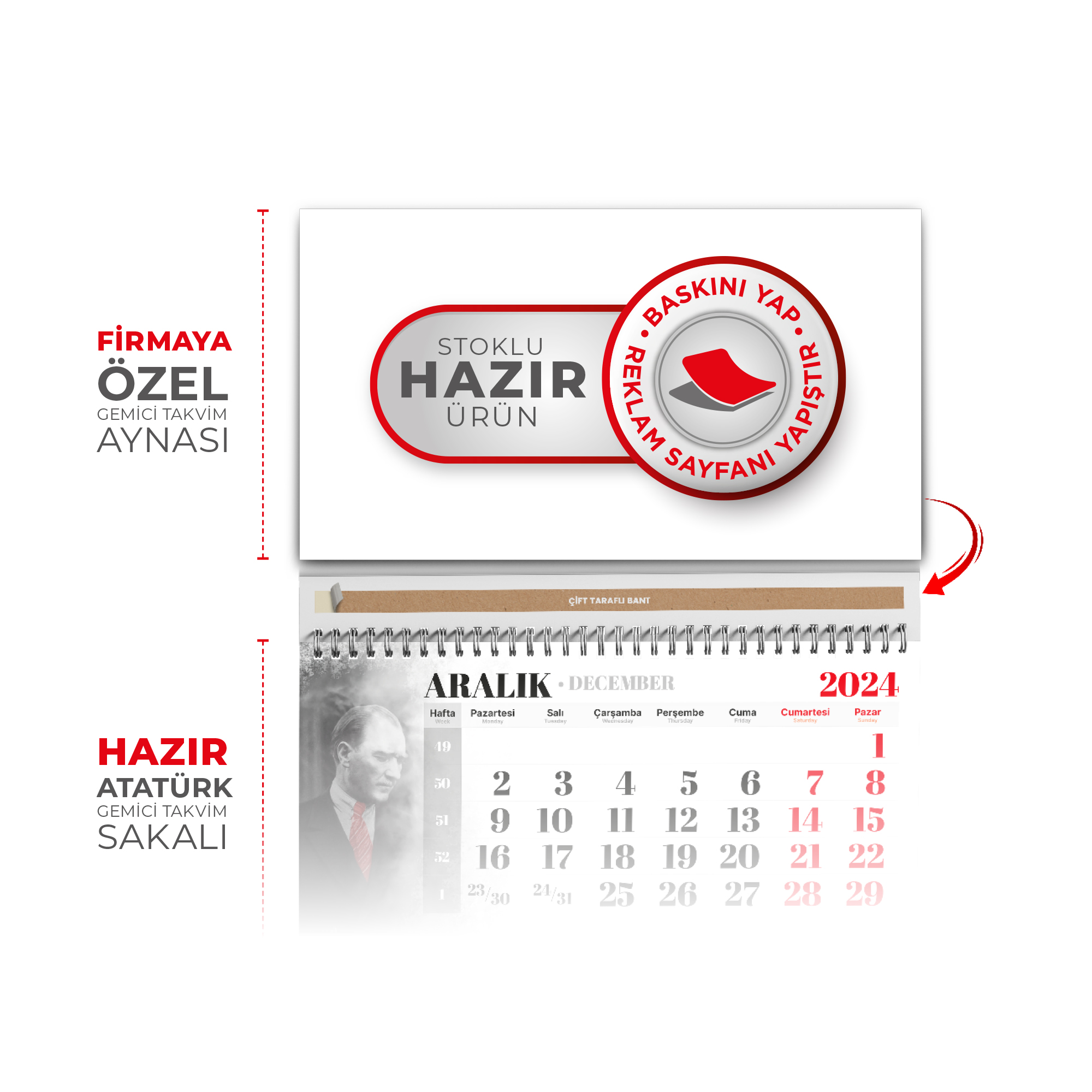 ALA-16 3 PARÇA SPİRALLİ ATATÜRK GEMİCİ TAKVİMİ - Resim 2