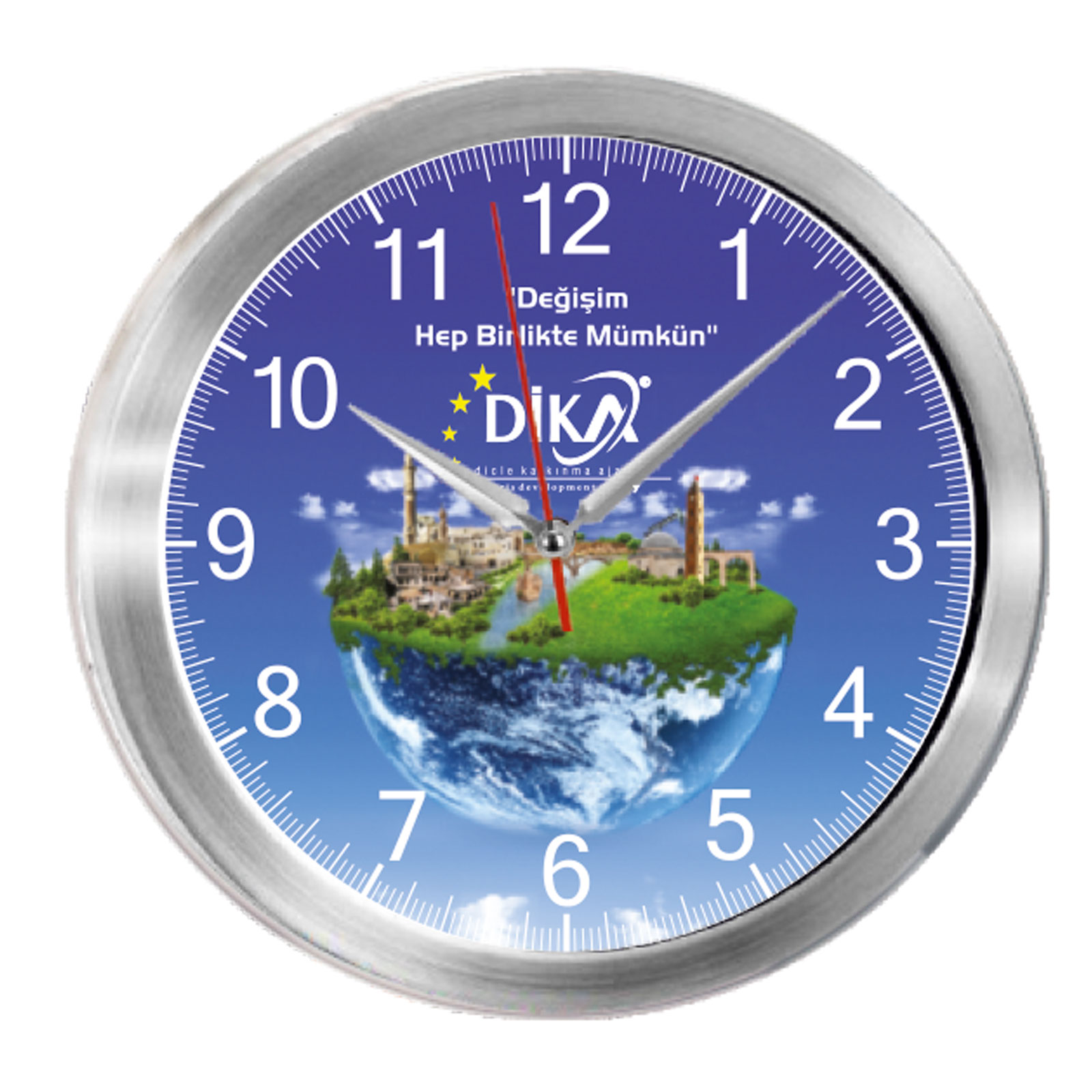TRİTON091 GÜMÜŞ METAL KASA DUVAR SAATİ (350 MM) - Resim 2