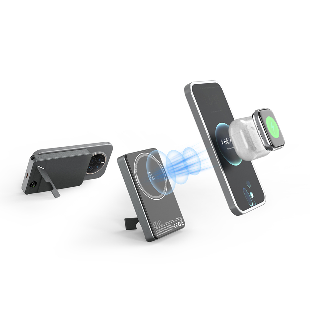 KİLYOS 10.000 MAH SİYAH MAGSAFE  ve  WIRELESS STANDLI POWERBANK - Resim 5